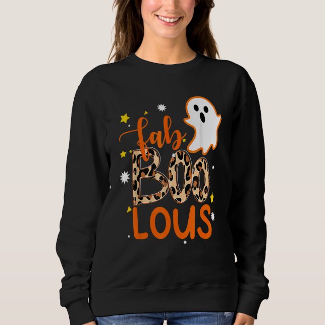 Söt Boo Spöke Halloween Fab-Boo Lous Leopard T Shirt (Framsida)