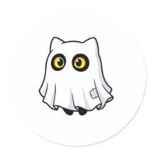 Söt Boo Spökis Katt Halloween Kostym Klistermärke