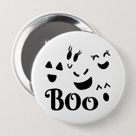 Söt BOO svart-vit Halloween-spöke Knapp