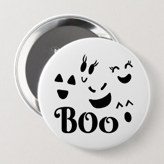 Söt BOO svart-vit Halloween-spöke Knapp