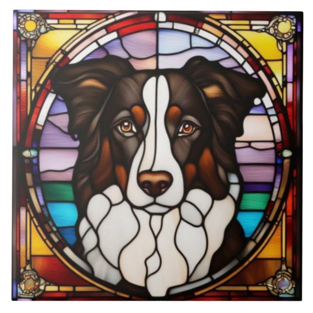 Söt Border Collie-dekorativ kakel (Framsidan)
