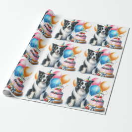 Söt Border Collie Glad födelsedag Presentpapper