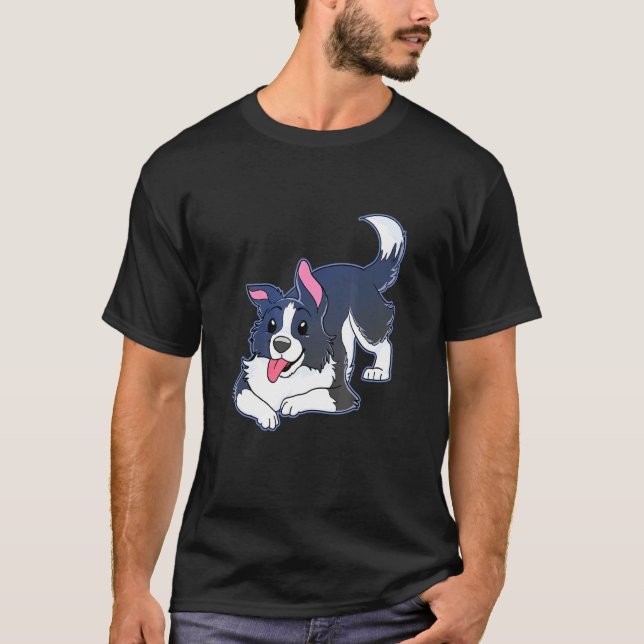 Söt Border Collie Hundägare T Shirt (Framsida)