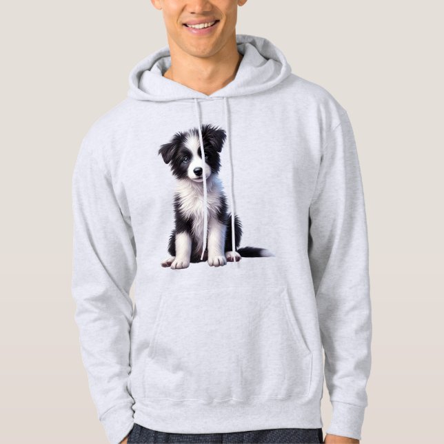 Söt Border Collie-valp Hoodie (Framsida)