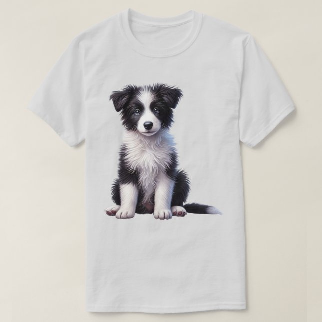 Söt Border Collie-valp T Shirt (Design framsida)