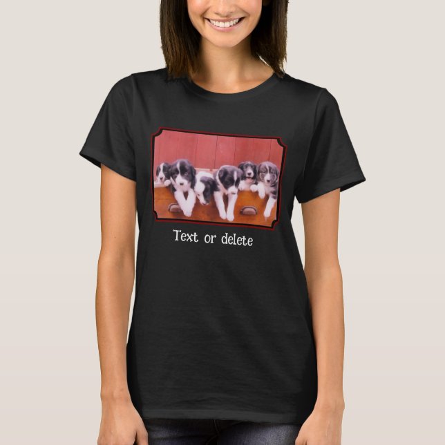 Söt Border Collie Valpar Personlig T Shirt (Framsida)