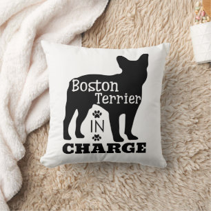 Söt Boston Terrier-gåva Svart Vitt Valp Hund Kudde