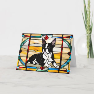 Söt Boston Terrier-glasmosaik Kort