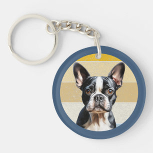Söt Boston Terrier Hund Retro Bakgrund