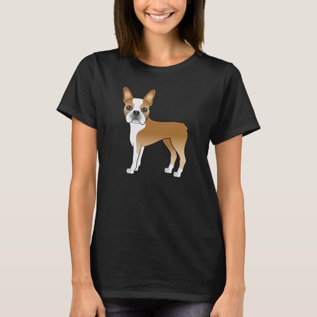Söt Boston Terrier illustration av tecknad hund T Shirt (Framsida)