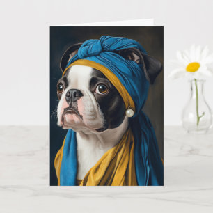 Söt Boston Terrier Pärla Örhänge Alla Tillfällen  Kort