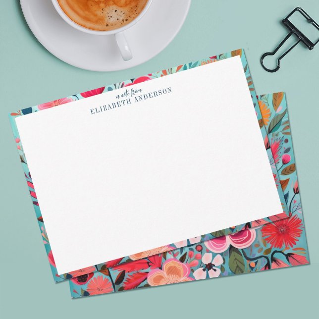 Söt Botanical Girly Blommigt Ram Anteckningskort (Pretty floral stationery note cards. )