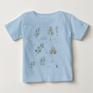 Söt botanisk eukalyptus- och guldballonger barnbib t shirt