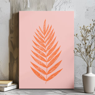 Söt Botanisk Fern Handflatan Löv Pastel Rosa Orang Canvastryck