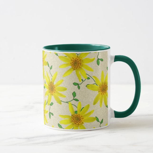 Söt botanisk gul vildblomma mugg (Höger)