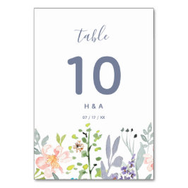 Söt, botanisk vattenfärg bröllop bordsnummer