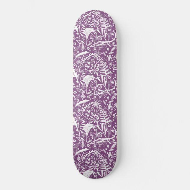 Söt Botaniskt Lila Foliage Mini Skateboard Bräda 18,5 Cm (Framsida)