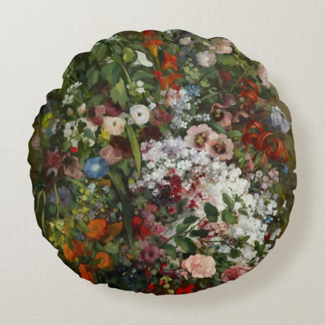 Söt Bouquet-blommor i Vas Rund Kudde (Framsidan)