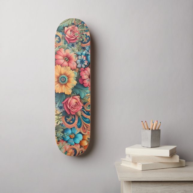 Söt Bouquet of Flowers Mini Skateboard Bräda 18,5 Cm (Väggkonst)