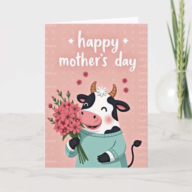 Söt Bovine Morsdagskort Kort (Framsida)