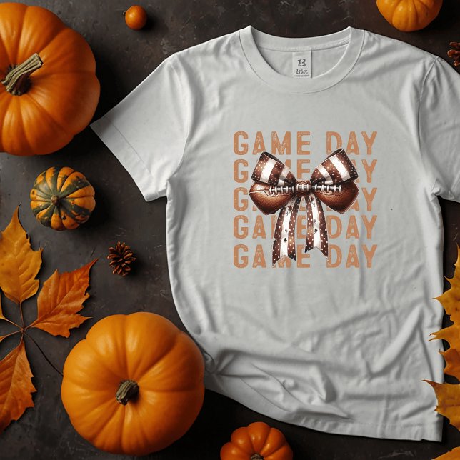 Söt Bow Game Day Fotboll T Shirt (Skapare uppladdad)