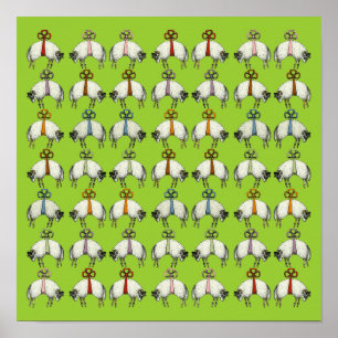 Söt Bow Sheep CHANGE FÄRG~ Gift Wrapping Papper Poster