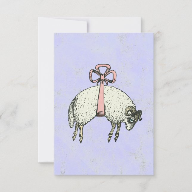 Söt Bow Sheep CHANGE FÄRG ~ inbjudningar (Framsida)