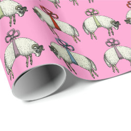 Söt Bow Sheep CHANGE ~ Roll Gift Wrapping Papper Presentpapper