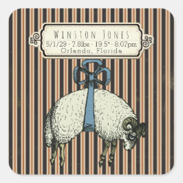 Söt Bow Sheep™ Collection - Birginfo / Fyrkantigt Klistermärke