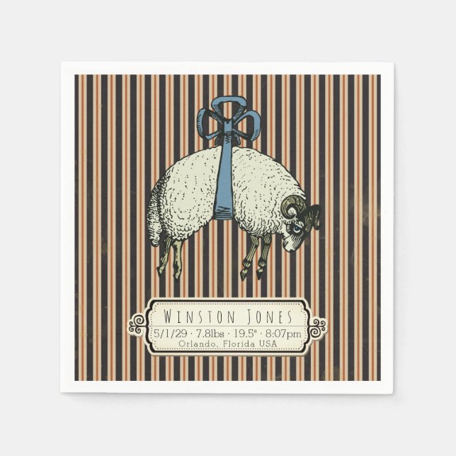 Söt Bow Sheep™ Collection - Birginfo / Pappersservett (Framsidan)