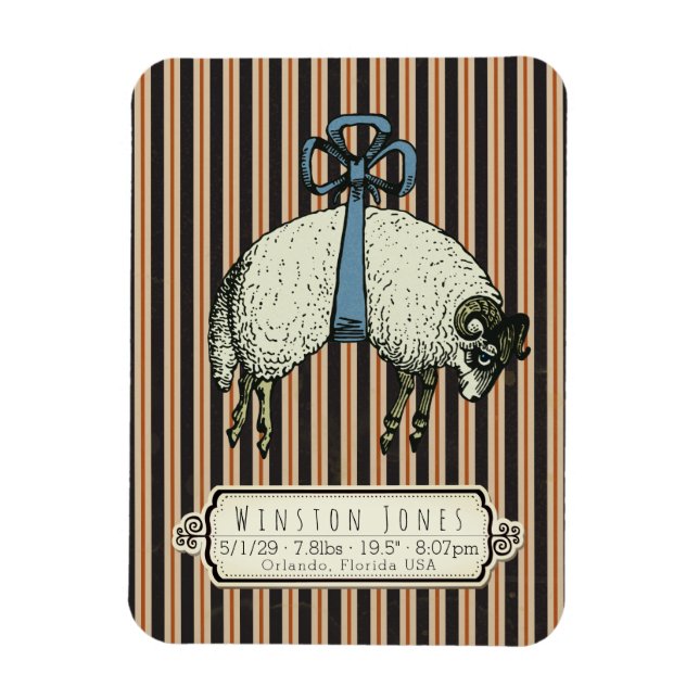 Söt Bow Sheep Collection™ - Födelseinformation / Magnet (Vertikal)