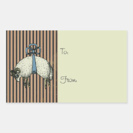 Söt Bow Sheep DESIGNER OPTIONS ~ Gift Märkre Rektangulärt Klistermärke
