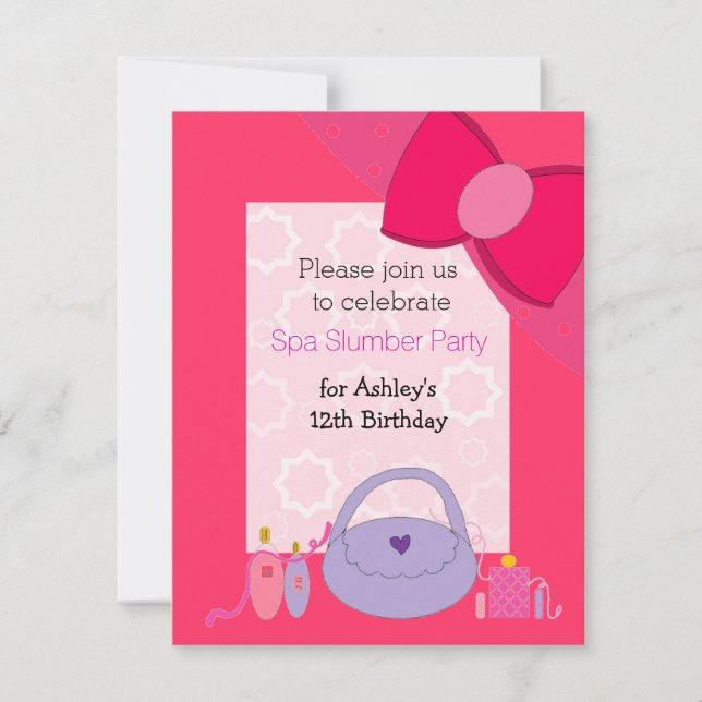 Söt Bow Spa Födelsedagsfest inbjudan (Framsida)