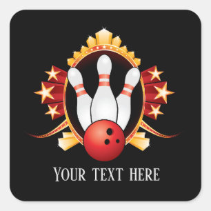söt bowlingsport lägg till text fyrkantigt klistermärke
