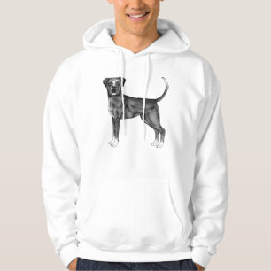 Söt Boxer Hund Digital Ritning I Svart Och Vitt Hoodie