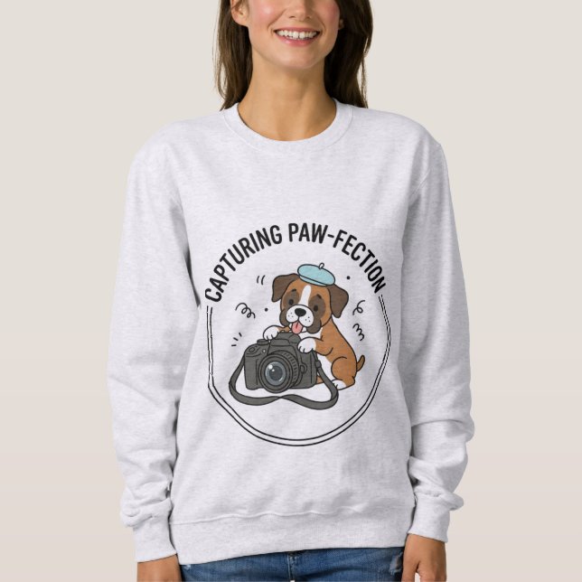 Söt Boxer Hund Fotograf Grafisk Design T Shirt (Framsida)