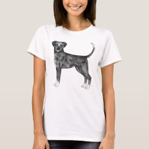 Söt Boxer Hund Illustration i Svart och Vitt T Shirt
