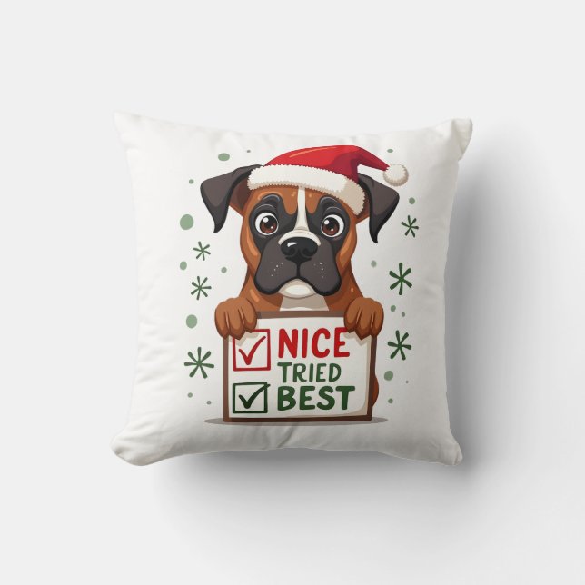 Söt Boxer hund Jul Gott Försökte mitt Bästa  ( Kudde (Framsida)