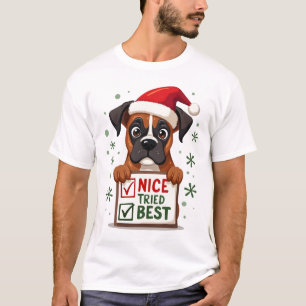 Söt Boxer hund Jul Trevlig Gjorde mitt Bästa  ( T Shirt