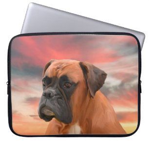Söt Boxer Hund Vatten Färg Oljemålning Konst Laptop Sleeve