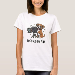 Söt Boxer Valp Fotograf Fokuserad Rolig Grafik T Shirt
