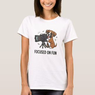 Söt Boxer Valp Fotograf Fokuserad Rolig Grafik T Shirt