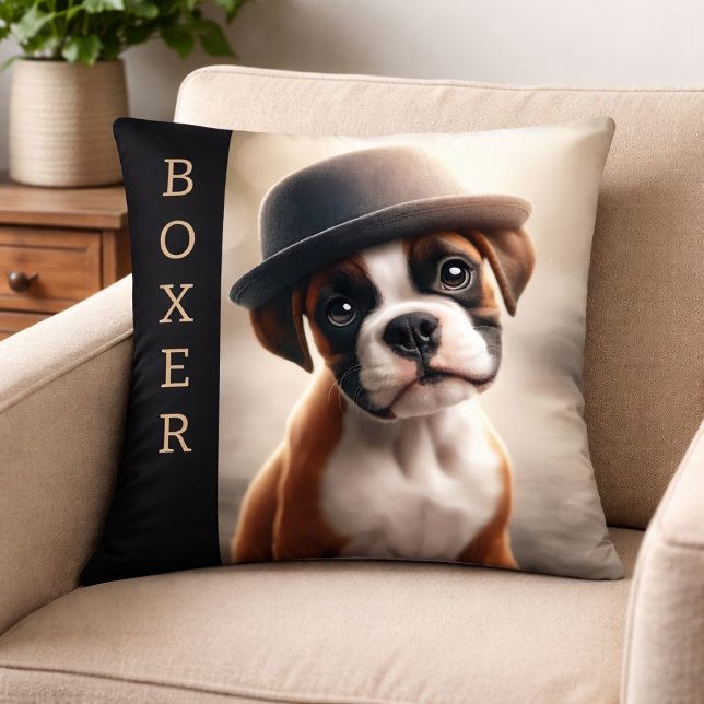 Söt boxer-valp – Stilfull hundkonst Kudde (Skapare uppladdad)