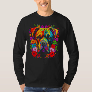 Söt Boxerhund Blommor T Shirt