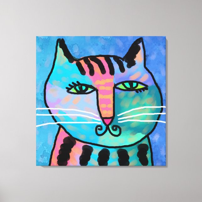 Söt Boy Abstrakt Cat Painting Canvastryck (Framsida)