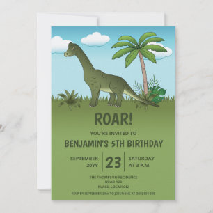 Söt Brachiosaurus Dinosaurie Barnkalas Inbjudningar