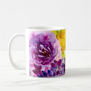 Söt bräcklighet Modern Blommigt vattenfärg Kaffemugg