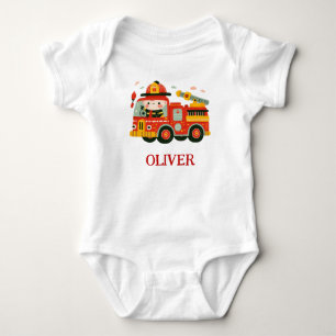 Söt brandbil och brandman t shirt