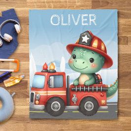 Söt brandman Trex-dinosaurie Fleecefilt