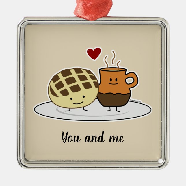 Söt Bread Hett Chocolate Pan dulce Mexican concha Julgransprydnad Metall (Framsidan)